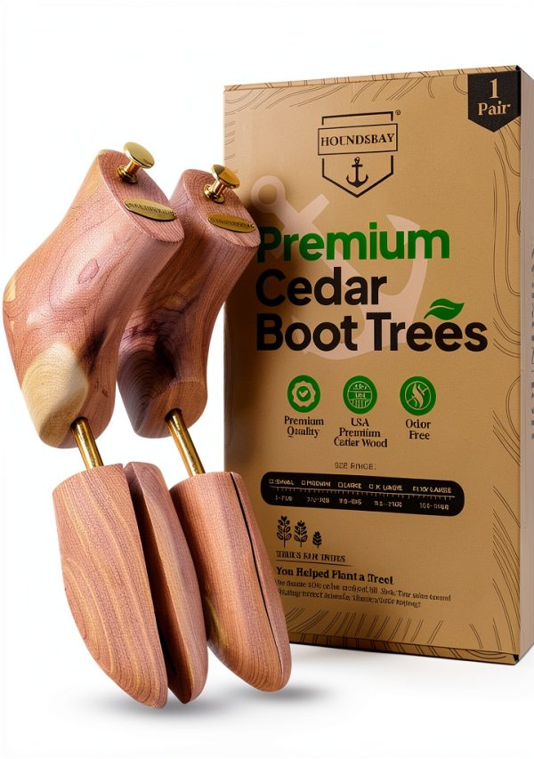 HOUNDSBAY Cedar Boot Trees for Men 2 Pack Medium 7.5-9 US-0