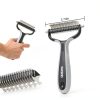 Pet Supplies Cat brush for shedding - cat grooming brush, deshedding cat brush paired with self- cleaning cat litter box, essential for cats for Long matted Haired Pets,Grey.-6