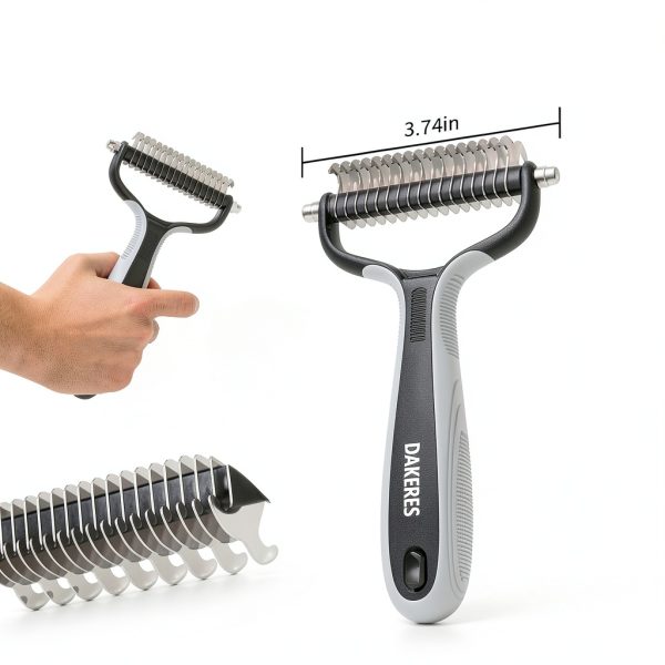 Pet Supplies Cat brush for shedding - cat grooming brush, deshedding cat brush paired with self- cleaning cat litter box, essential for cats for Long matted Haired Pets,Grey.-6